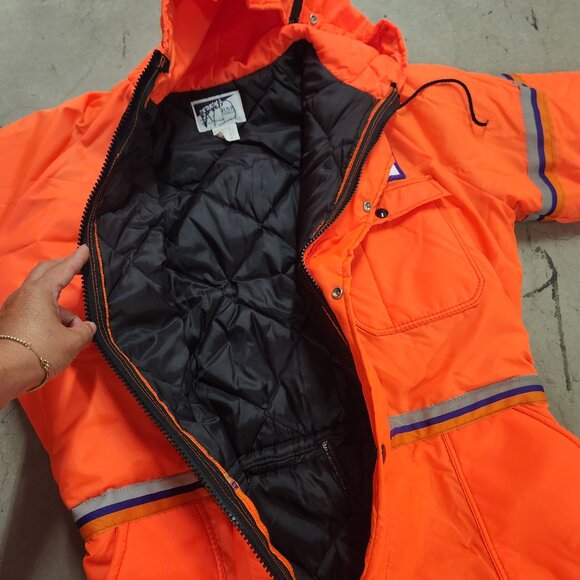 FEDEX Stan Herman Vintage Insulated Hooded Coveralls Orange Union Made XL - Picture 6 of 16